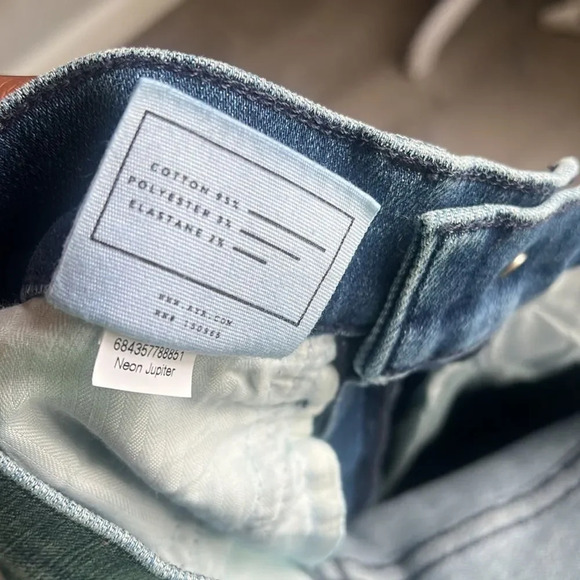 AYR The Riser Skinny Jeans High Rise Stretchy Denim Raw Hem Neon Jupiter - Picture 10 of 13